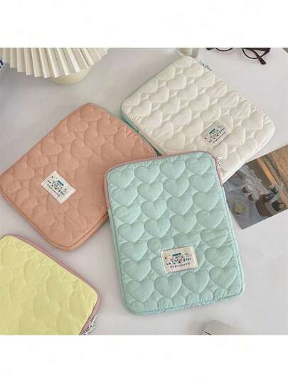 YOONI 甜心绗缝笔记本电脑内胆包，韩式风格，柔软可爱，可容纳 9.7 英寸 10.2 英寸 11 英寸 iPad 和平板电脑，13 英寸 14 英寸 15 英寸 15.6 英寸笔记本电脑，适合上学、工作、通勤，是送给朋友的理想礼物