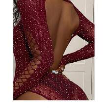 1 bộ đồ ngủ liền thân ren hoa gợi cảm - Màu Đỏ Sâu - Xem 4