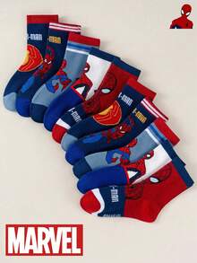 1/5/10 Pairs Marvel Spider-Man Kids Socks, Superhero Pattern, Breathable & Soft, Boys & Girls, Suitable For Everyday Wear/Party Gifts/Easter/Spring/Summer - Multicolor - View 1