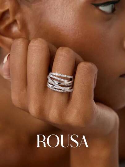 1pc Luxury High-Shine Multi-Layer Design Ring, 925 Sterling Silver Material, Women's Ring, Elegant Women's Jewelry, Valentine's Day/Birthday Gift, Daily Wear