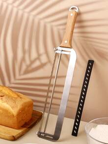 1pc 304 Stainless Steel Bread Slicer With Vintage Beechwood Handle, Serrated Cutting Knife, Precise Bread Slicing Tool For Uniform Slices Without Crumbs, Baking Essential, Breakfast DIY, Kitchen Baking Accessory, Baguette Bread Cutter, Bread Holder With Handle - View 8