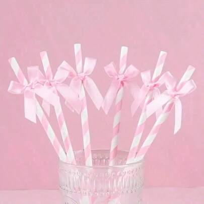 1/10/20 قش ورقي وردي مخطط مع فيونكة من الأطلس، مناسب لحفلات استحمام الطفل، عيد الميلاد، الزفاف، حفلات العروس، حفلات موضوع الفراشة، حفلات المراهقين، ديكور الحفلات