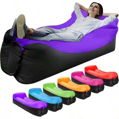 Upgraded Two-Tone Inflatable Lounge Chair, Perfect Choice For Sofa Hammocks, Camping Inflatable Sofas, And Beach Chairs; Waterproof And Airtight Bag-Style Sofa/Air-Conditioned Chair, Ideal For Outdoor Activities, Beaches, And Hiking.