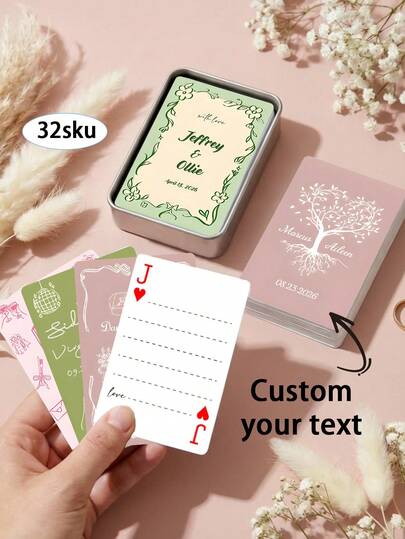 Bộ bài tây tùy chỉnh, Văn bản tùy chỉnh, Bài tây cá nhân hóa, Quà tặng đám cưới tùy chỉnh, Quà tặng gia đình, Sổ lưu niệm thay thế cho khách mời đám cưới, Quà tặng đám cưới, Bộ bài tây