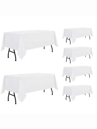 6pcs/Set Thick Tablecloth 59 X 84 Inches (Approx. 150 X 213.3 Cm), Suitable For 4ft Rectangular Tables - Stain Resistant, Wrinkle Free, Washable Polyester Tablecloth For Dining, Wedding, Party, Buffet (Multiple Colors Available)
