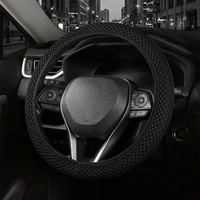 1pc All-Season Elastic Steering Wheel Cover, Cool In Summer & Warm In Winter, Size 14.5-15 Inch, Vacuum Packed, Super Soft Breathable Ice Silk Material, Minimalist Fashionable, Non-Slip & Odorless, 4 Color Options Available