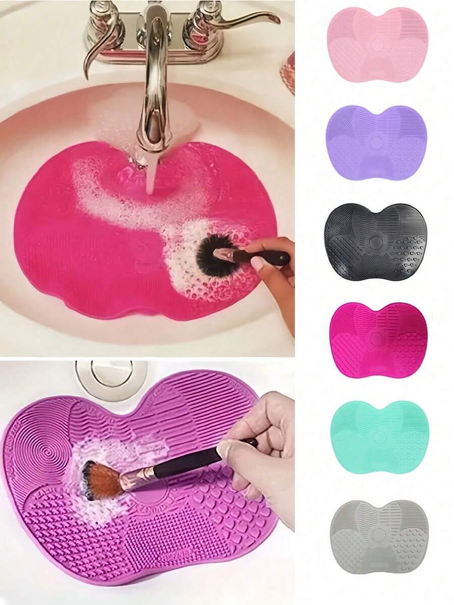 Silicone Makeup Brush Cleaning Mat, Makeup Brush Cleaner, Suction-Cup Makeup Brush Cleaning Mat, Portable Makeup Brush Washing Tool, Manual Brush Washing Tool