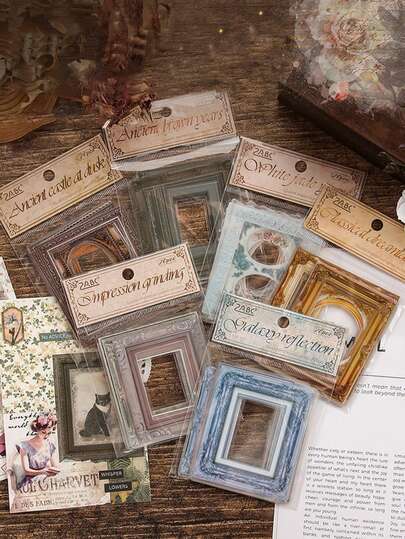 20pcs Retro-Style Border Stickers, Transparent Water-Resistant PET Material, DIY Decorative Stickers For Scrapbooking, Journaling, And Crafting Scrapbook Supplies Stationery Funny Stickers Kindle