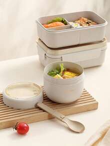 一套时尚午餐盒，含保温手提袋 - 可叠放便当盒、带勺子的汤碗，经久耐用且易于清洁，适合健康便捷的外出用餐。 - 彩色 - 查看 7