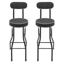 2PCS Cushioned Padded Folding Stool, 25.6" Seat Height Bar Stool Set - 2PCS Bar Stool With Backrest And Footrest | Portable Folding Stool For Kitchen Island, Home Bar, Camping | 275 Lbs Capacity, Portable Folding Stool Set For Kitchen Counter, Home Bar, Outdoor Camping | 275 Lbs Capacity, Space-Saving - 黑色 - 查看 12