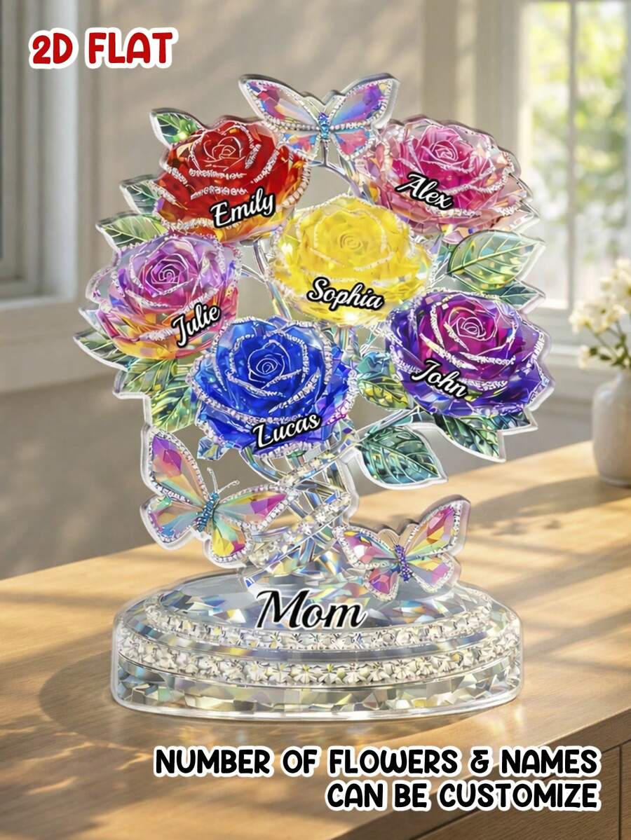 Tấm bảng acrylic khắc theo yêu cầu - Quà tặng Ngày của Mẹ cá nhân hóa dành cho Mẹ, Bà - Tình yêu của Bà không bao giờ kết thúc - Món quà cảm ơn sinh nhật hoàn hảo dành cho Bà - Trang trí gia đình ấm áp - Số lượng hoa và tên có thể tùy chỉnh - Như được hiển thị - Xem 1