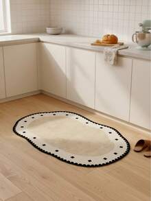 1 pieza Alfombra absorbente multiusos, alfombra de baño con borde negro con lunares, alfombra de cocina, alfombra de baño, alfombra de baño, felpudo, alfombra pequeña, alfombra, alfombra, decoración del hogar, alfombra de área, alfombra de exterior, decoración del hogar, alfombra de área, alfombra de dormitorio, alfombra lavable - Multicolor - Ver 3