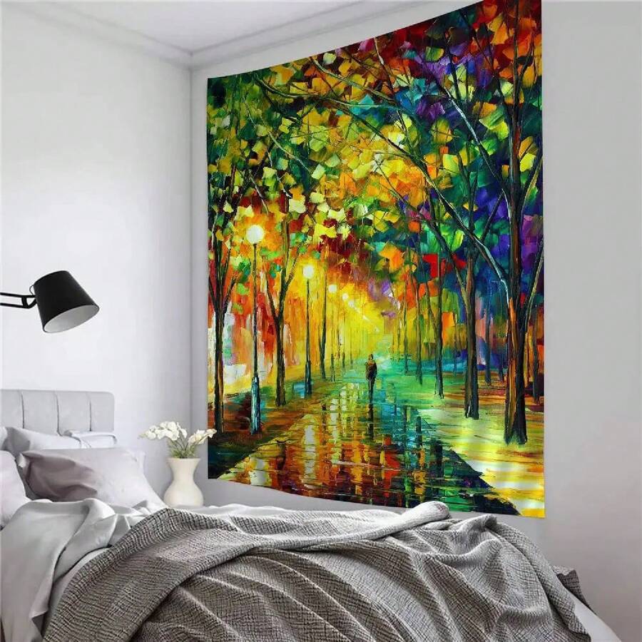 L-Leonid Afremov Oil Painting Printed Large Wall Tapestry Art Science Fiction Room Home Decor Decor Blanket - 1PC - 查看 1