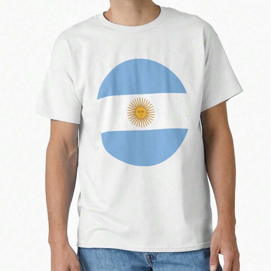 Argentina Flag Classic T-Shirt - 白色 - 查看 1
