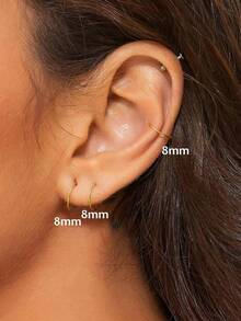 3Pcs 14K Gold Plated Nose Rings Hoops For Women Men 22 Gauge 8mm Small Thin Nose Piercing Jewelry Tiny Septum Cartilage Helix Tragus Earrings Hoops 1OTP - B-3 chiếc 8mm/0.32in Bạc & Vàng & Vàng hồng - Xem 6