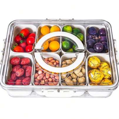 8-Compartment Sealed Portable Covered Box, Refrigerator Storage Container For Fruit Salad, Smoothie Ingredients