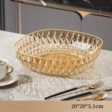 8-9 Inch Handpainted Gold Round Crystal Glass Fruit/Candy Bowl, Elegant Decorative Serving Bowl - Multicolor - View 11