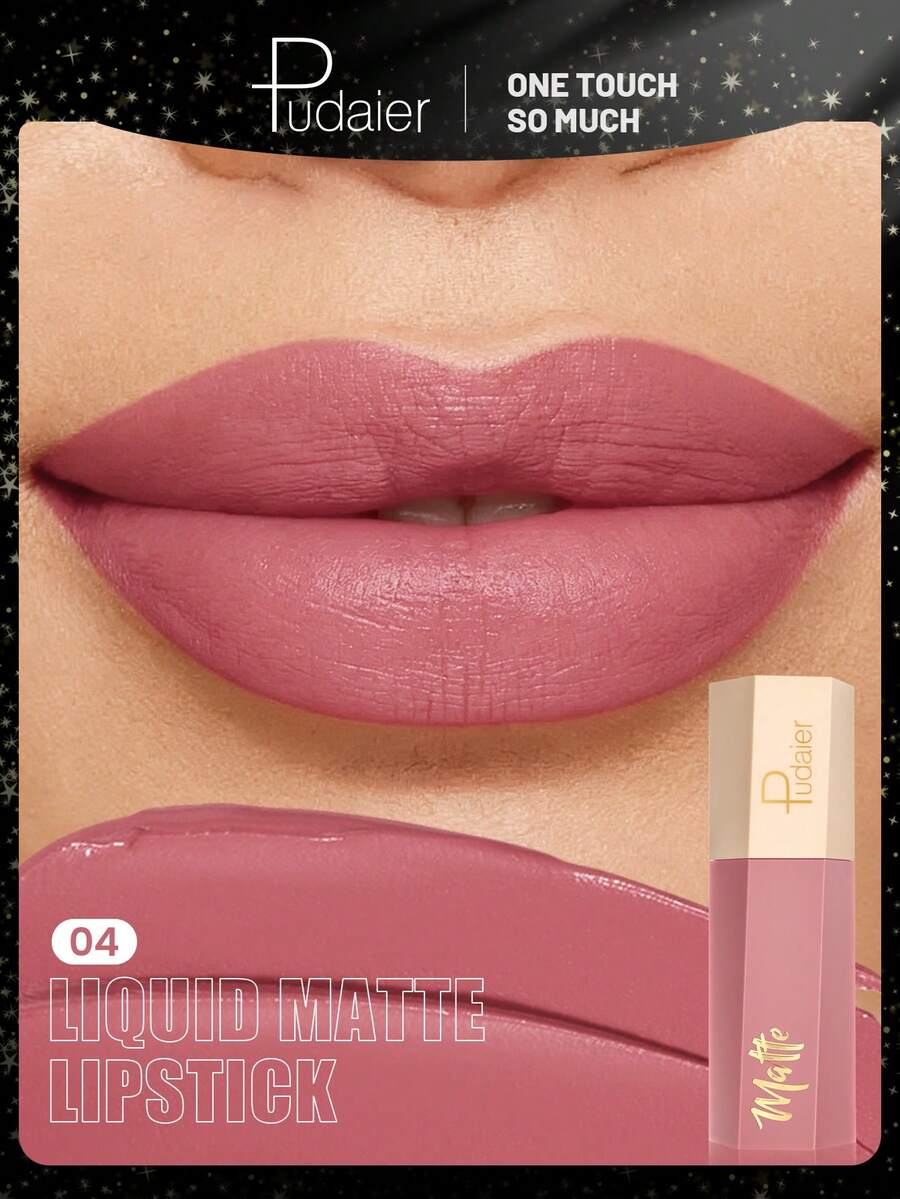 Pudaier 1pc Soft Velvet Matte Lipstick, Waterproof Long-Lasting, Suitable For All Skin Types - 04 - View 1