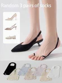 1/3/5 đôi tất nữ ngẫu nhiên, tất cổ nông, tất ngón chân thoáng khí bằng lụa băng, tất nửa lòng bàn tay siêu mỏng chống trượt, mùa hè - Nhiều màu - Xem 12