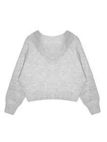 Women's Solid Color Retro Korean Style Casual Single-Breasted Cardigan Sweater - Grey - View 3