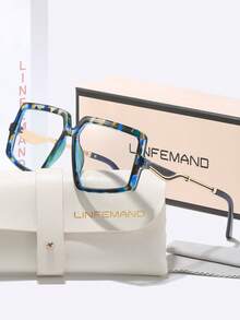 LINFEMAND渐变透明眼镜，方形镜框修饰脸型，金属镜腿提升品质，百搭时尚，适合办公和通勤佩戴。 - 無色 - 查看 7
