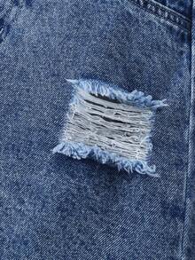 1 chiếc váy denim bạc màu phong cách đường phố thường ngày, ngọt ngào và cá tính dành cho bé gái. - Rửa trung bình - Xem 4