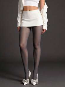 50D 透明紧身打底裤，女士春夏弹力修身连裤袜，塑形柔软舒适打底裤，百搭休闲长袜 - 淺灰色 - 查看 6