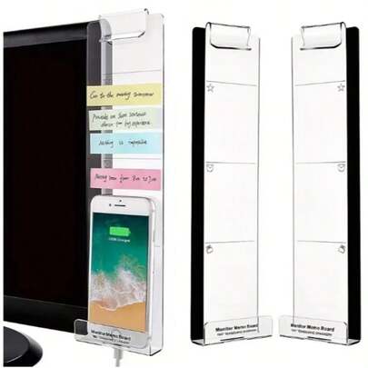 1/2팩 아크릴 모니터 메시지 보드, 클립형 점착 메모 홀더 및 휴대폰 거치대