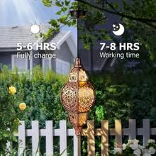 1/2/4 PCS Hanging Solar Lantern Outdoor Decor, Vintage Hanging Solar Lights Outdoor Garden Lantern, Waterproof Moroccan Lights, Metal LED Lanterns Garden For Garden, Yard, Patio, Lawn, Porch, Housewarming - 玫瑰金 - 查看 4