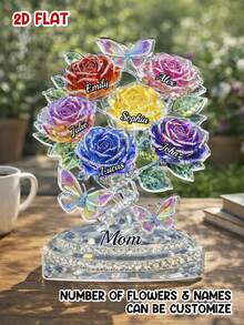 Tấm bảng acrylic khắc theo yêu cầu - Quà tặng Ngày của Mẹ cá nhân hóa dành cho Mẹ, Bà - Tình yêu của Bà không bao giờ kết thúc - Món quà cảm ơn sinh nhật hoàn hảo dành cho Bà - Trang trí gia đình ấm áp - Số lượng hoa và tên có thể tùy chỉnh - Như được hiển thị - Xem 5