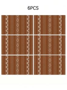 1/4/5/6/7pcs Minimalist Geometric Decor Set, Linen-Like Material, Suitable For Room, Dining Room, Fireplace, Placemats, Coasters, Home Decor - Brown - View 18