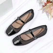 Mesh Hollow Out New Summer Square Toe Flat Boat Shoes For Women - Black - View 17