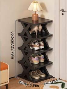 1pc 9/6/3 Tier Vertical Shoe Rack, Space Saving Narrow Shoe Organizer, Small Shoe Rack DIY Freestanding, Suitable For Entryway Closet Hallway, Easy Assembly Stable Structure, Black Plastic Material - Multicolor - View 8