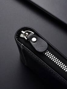 New Retro Men's Wallet, Short Bifold Leather Card Holder Zipper Wallet, Easter - Multicolor - View 7