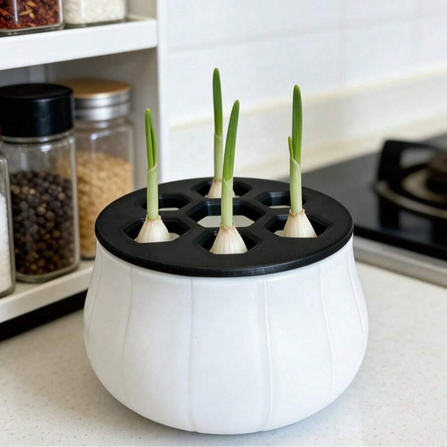 3D Printed 7-Hole Green Onion Planter - Lotus Root Shape Hydroponic Growing Pot For Kitchen Countertop - Onion Planter - View 1