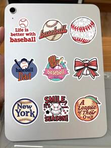50pcs Baseball Sticker Pack For Scrapbooking, Diary, Phone Case, Planner, Luggage, Guitar, Skateboard, Tablet - View 1