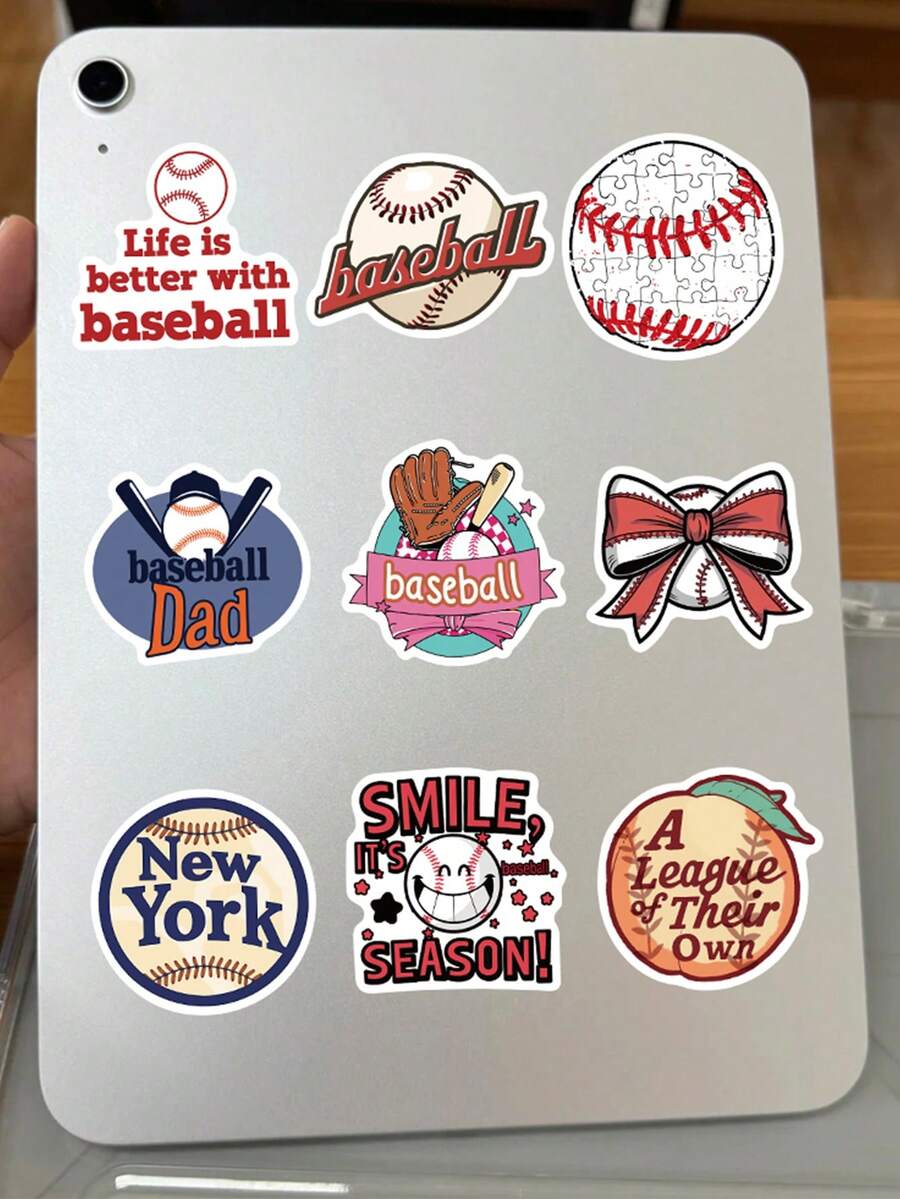50pcs Baseball Sticker Pack For Scrapbooking, Diary, Phone Case, Planner, Luggage, Guitar, Skateboard, Tablet - View 1