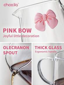 choxila 1 bình pha cà phê nhỏ giọt hình nơ màu tím/hồng, bình pha cà phê không nắp bằng thủy tinh borosilicate cao cấp, thích hợp cho gia đình/văn phòng/quán cà phê. - Hồng - Xem 3