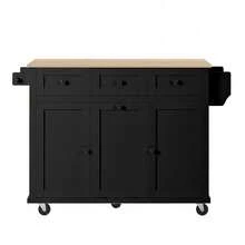 Islas de almacenamiento móviles - Negro+Natural+MDF - Ver 7