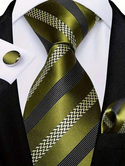 Men Tie Sets Classic Fashion Necktie Set With Cufflink For Business Party