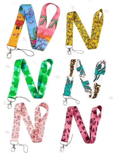 1条动物挂绳，图案包括坏兔子（带红色爱心）、小猪、青蛙、鳄鱼、小黄鸭等，适用于手机、游戏机、相机、文件、门禁卡、交通卡、工作证、体育赛事、动物园、鸡尾酒会等场合。是送给男朋友、女朋友、家人、医生、护士、派对礼物、手机装饰、汽车配件、可爱书包配件、带证件套的挂绳、汽车配件、包包挂饰等的理想之选。