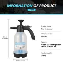 Carsun 2L Manual Air Pressure Watering Can, Dual Use For Home & Car, High Pressure Transparent Foam Sprayer - A - View 9