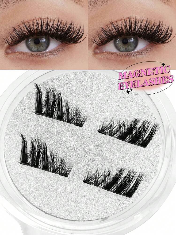 Waloshow 1 Pair Magnetic Short False Eyelashes, No Glue Needed, Magnetic Eyelashes Natural & Charming Cat Eye Style, Reusable Eyelashes Suitable For Slouchy Makeup, Bloggers, Women Gift - Black - View 12
