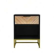 Nightstands - Black+Natural + MDF - View 6