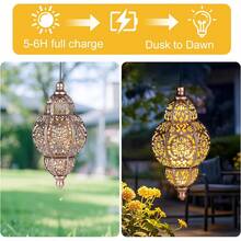 1/2/4 PCS Hanging Solar Lantern Outdoor Decor, Vintage Hanging Solar Lights Outdoor Garden Lantern, Waterproof Moroccan Lights, Metal LED Lanterns Garden For Garden, Yard, Patio, Lawn, Porch, Housewarming - 玫瑰金 - 查看 5