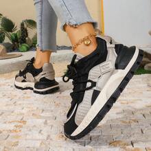 2026新款春季厚底厚底运动鞋，女士轻便软底休闲跑步鞋 - 黑色 - 查看 6