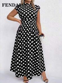 FENDAI Women's Polka Dot All-Over Print Hooded Casual Dress, Suitable For Parties, Dates, Spring/Summer - Black - View 2