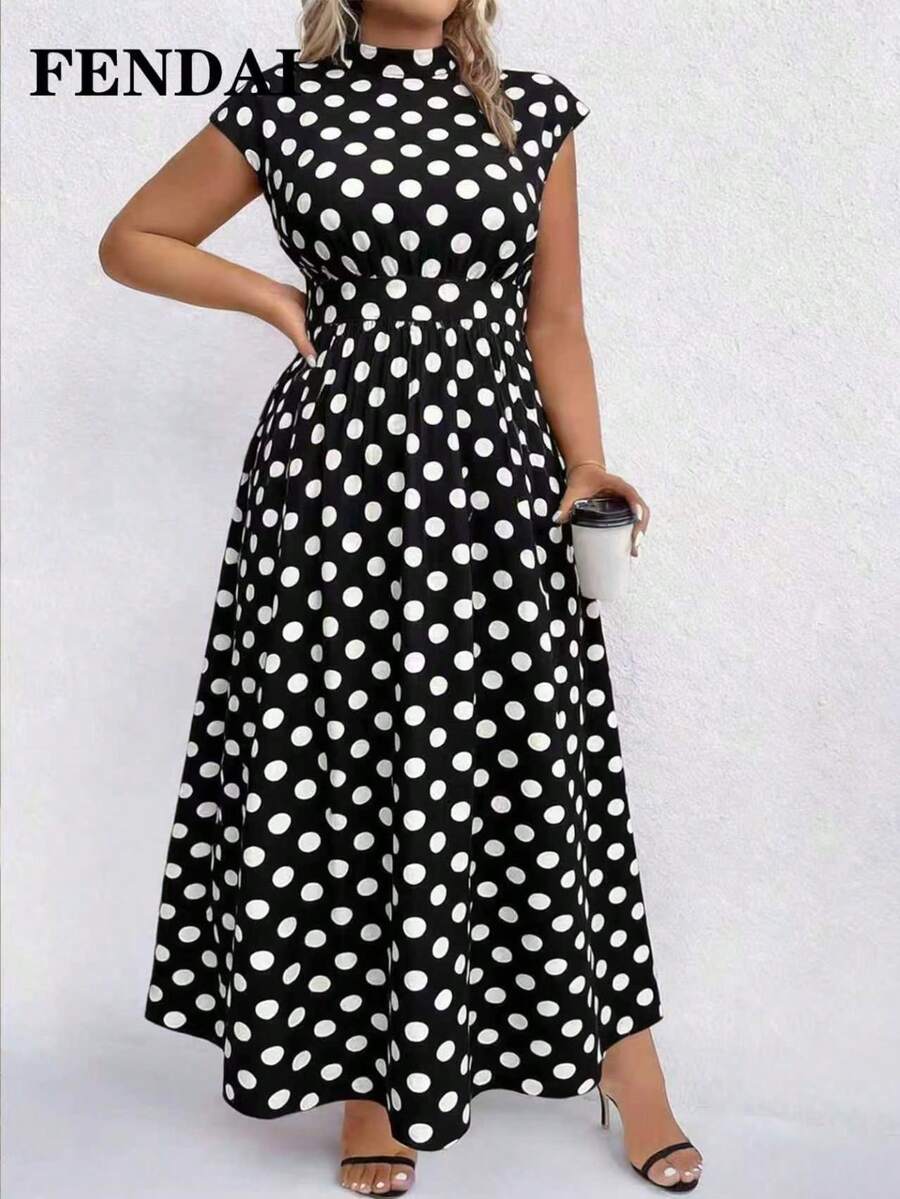 FENDAI Women's Polka Dot All-Over Print Hooded Casual Dress, Suitable For Parties, Dates, Spring/Summer