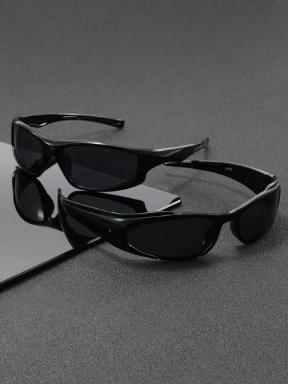 2pcs Men Plastic Punk Street Style Fashion Glasses Combination For Rave Party Street Snap Musical Festival Accessories