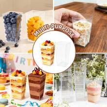 Bộ 20/40/80 chiếc ly tráng miệng thanh lịch, ly mousse tái sử dụng có nắp và thìa, ly bánh mini trong suốt, ly sữa chua vuông, ly pudding hình thang, thích hợp cho sữa chua, bánh ngọt, pudding, trái cây, món khai vị, tiệc tùng và đám cưới, Giáng sinh, Halloween, Lễ Tạ ơn. - - - Xem 5